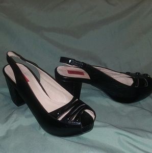 Miz Mooz Victoria Patent Peep toe Slingback